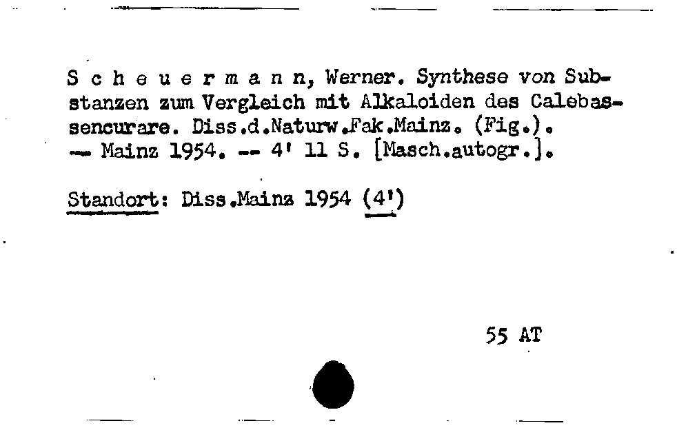 [Katalogkarte Dissertationenkatalog bis 1980]