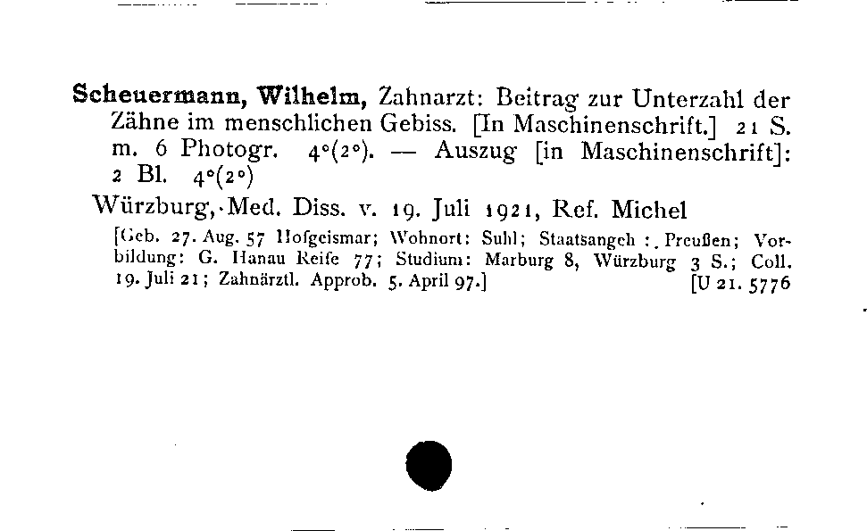 [Katalogkarte Dissertationenkatalog bis 1980]