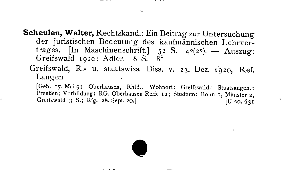[Katalogkarte Dissertationenkatalog bis 1980]