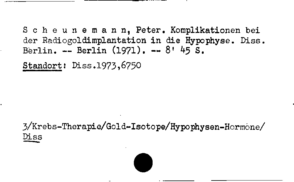 [Katalogkarte Dissertationenkatalog bis 1980]