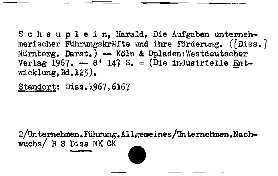 [Katalogkarte Dissertationenkatalog bis 1980]