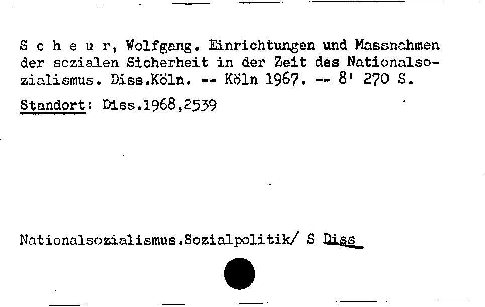 [Katalogkarte Dissertationenkatalog bis 1980]