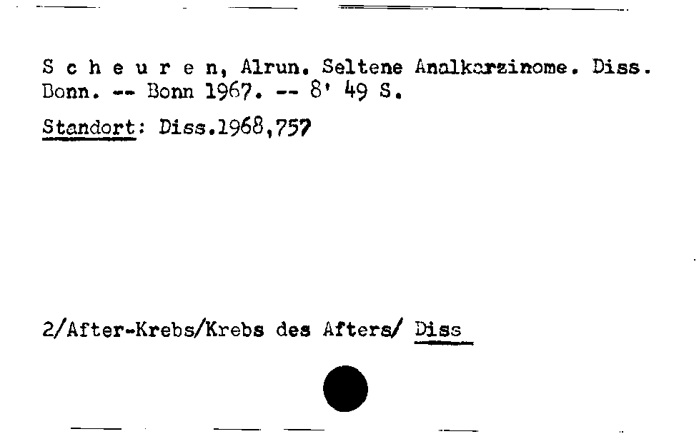 [Katalogkarte Dissertationenkatalog bis 1980]