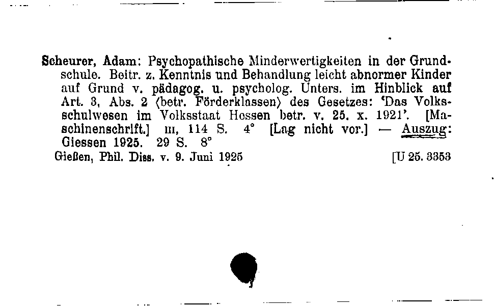 [Katalogkarte Dissertationenkatalog bis 1980]