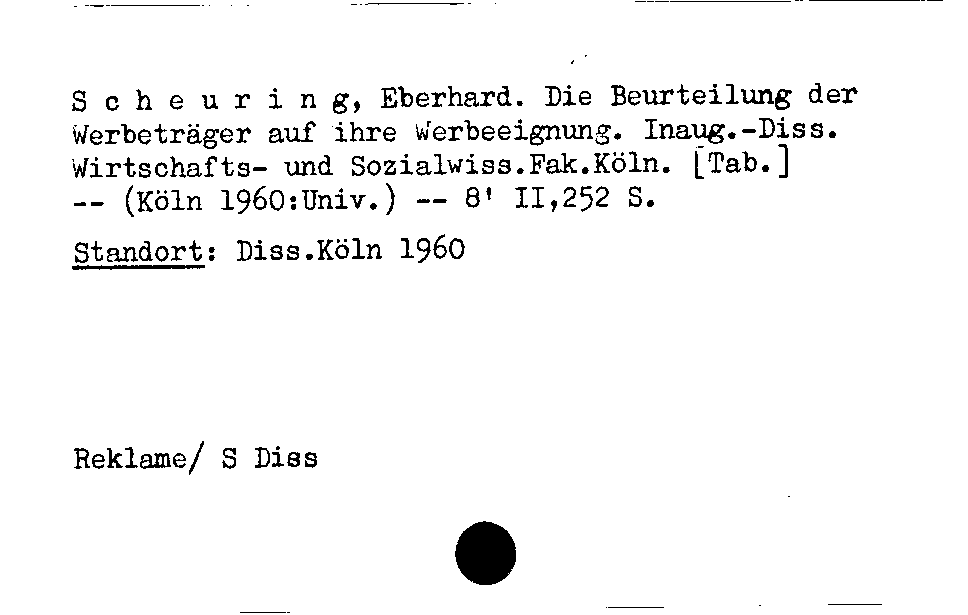 [Katalogkarte Dissertationenkatalog bis 1980]