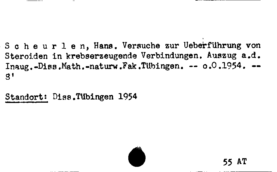 [Katalogkarte Dissertationenkatalog bis 1980]