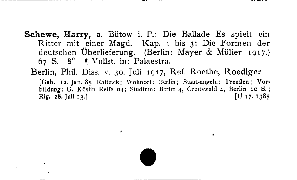 [Katalogkarte Dissertationenkatalog bis 1980]