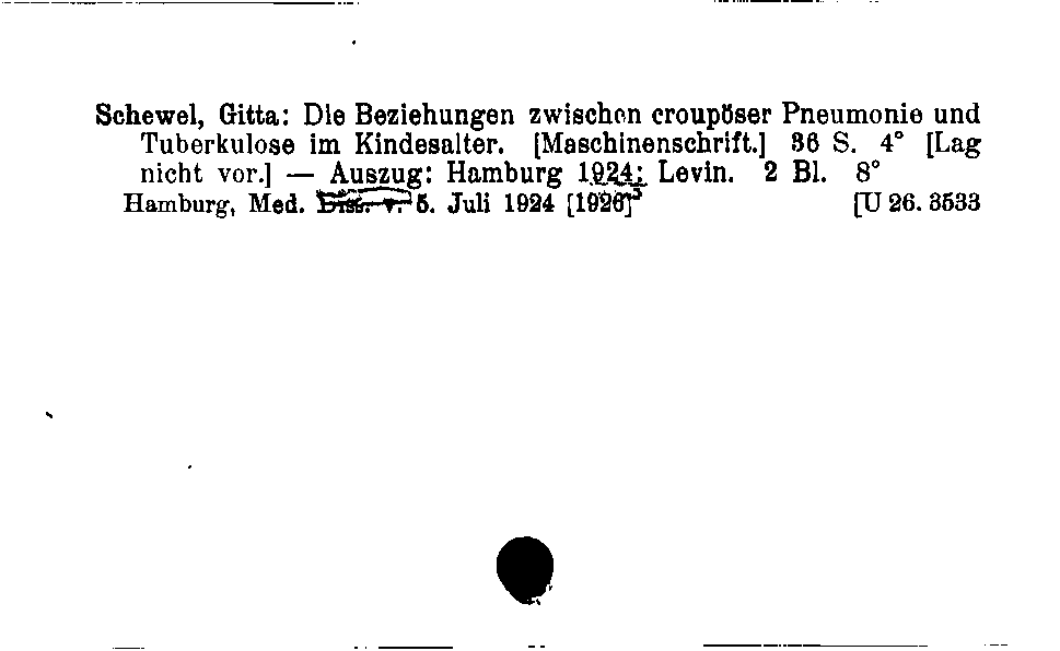 [Katalogkarte Dissertationenkatalog bis 1980]