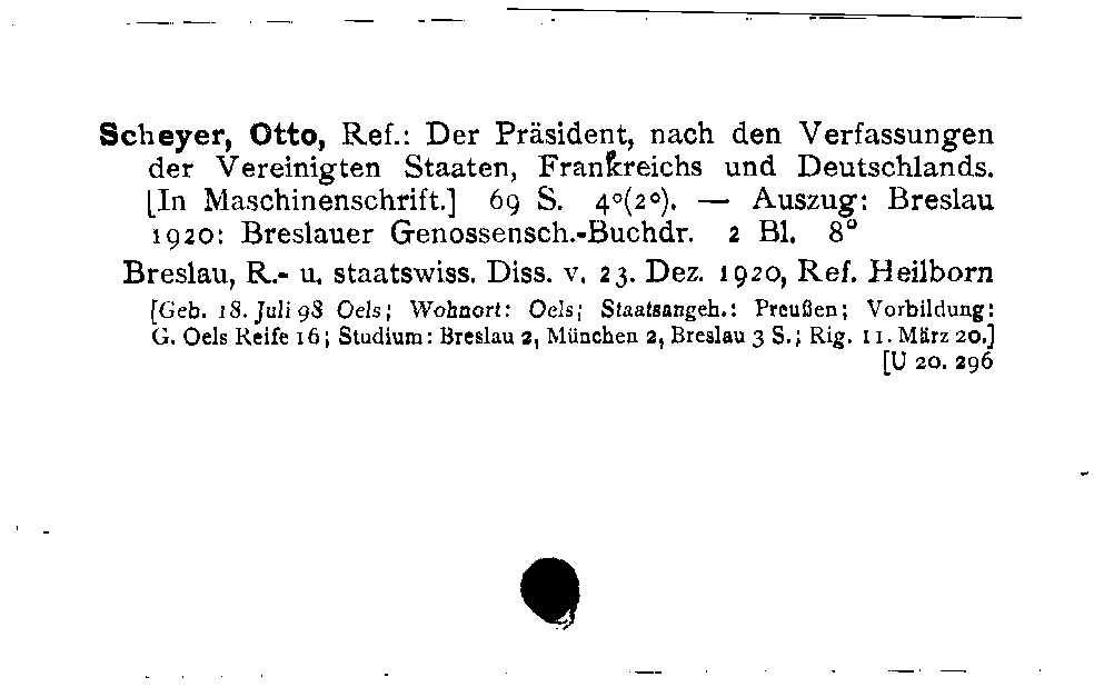 [Katalogkarte Dissertationenkatalog bis 1980]