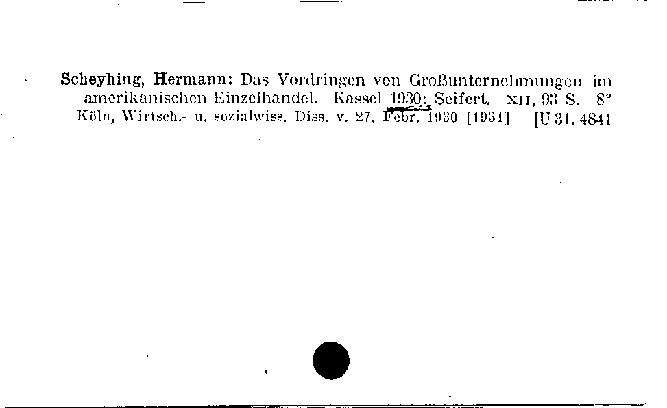 [Katalogkarte Dissertationenkatalog bis 1980]