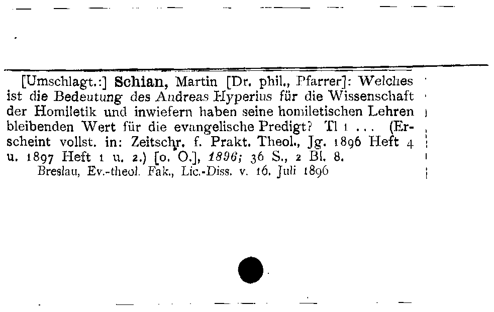 [Katalogkarte Dissertationenkatalog bis 1980]