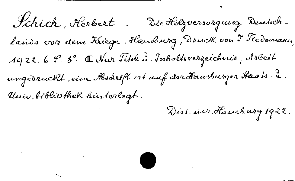 [Katalogkarte Dissertationenkatalog bis 1980]