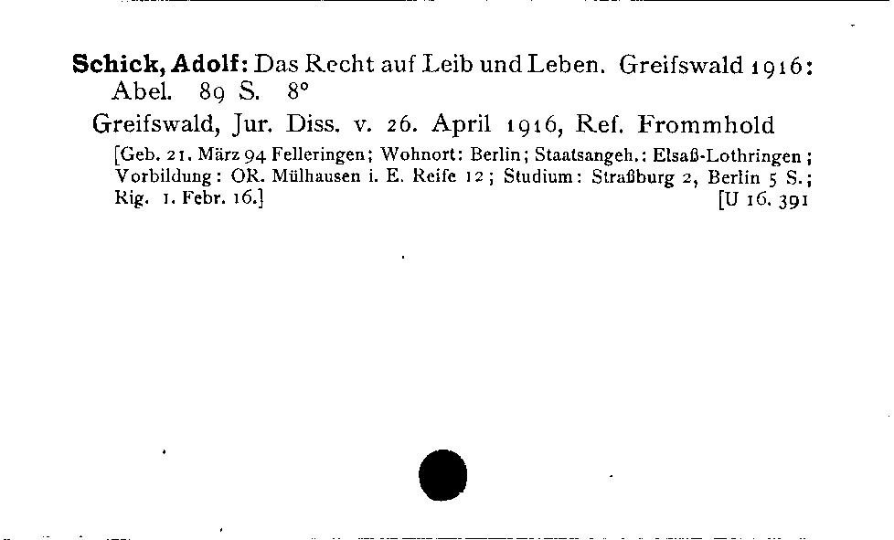[Katalogkarte Dissertationenkatalog bis 1980]