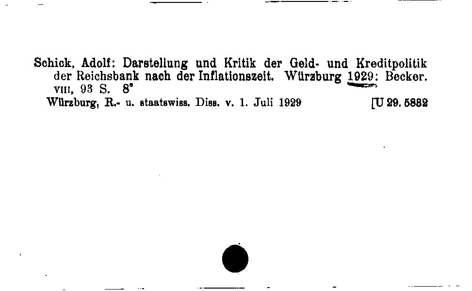 [Katalogkarte Dissertationenkatalog bis 1980]