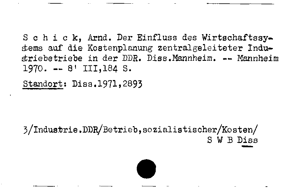 [Katalogkarte Dissertationenkatalog bis 1980]