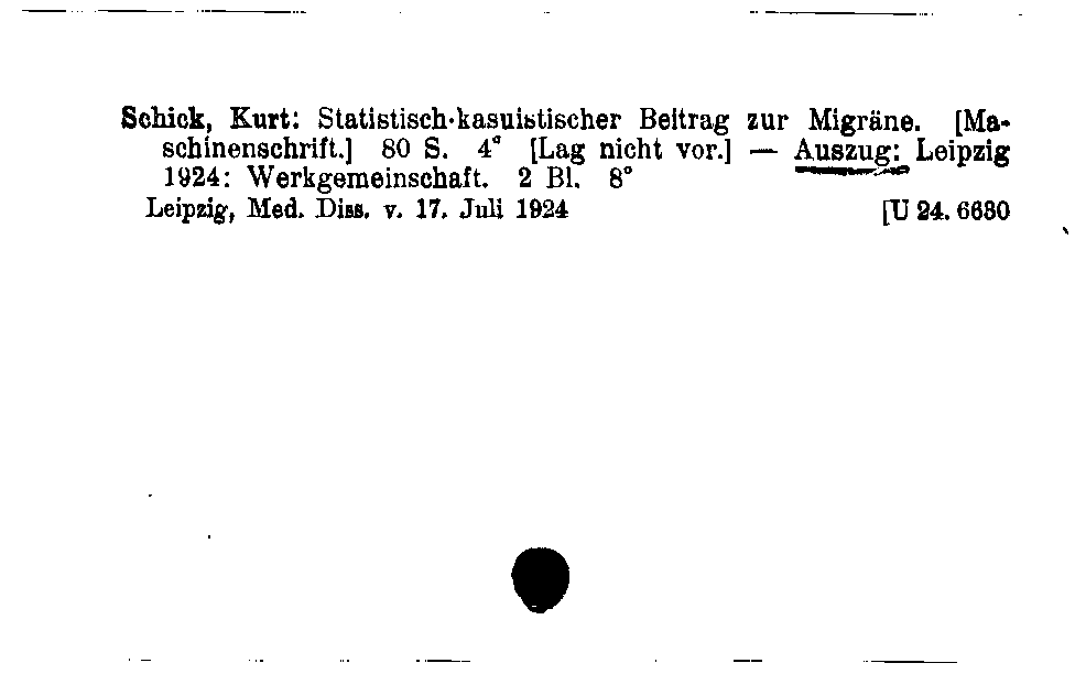 [Katalogkarte Dissertationenkatalog bis 1980]
