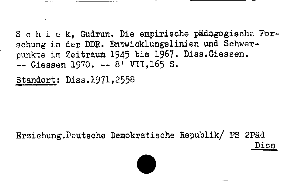 [Katalogkarte Dissertationenkatalog bis 1980]