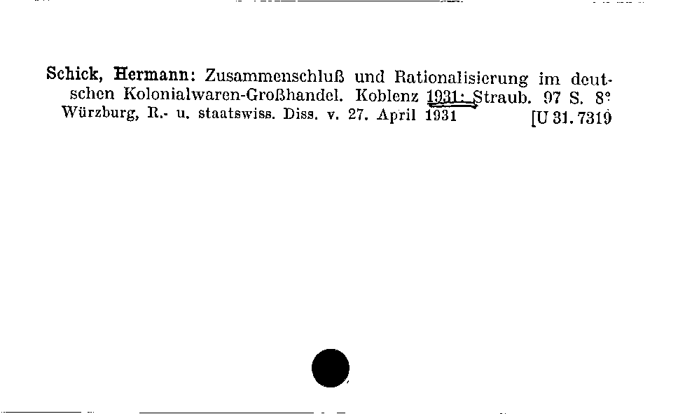 [Katalogkarte Dissertationenkatalog bis 1980]