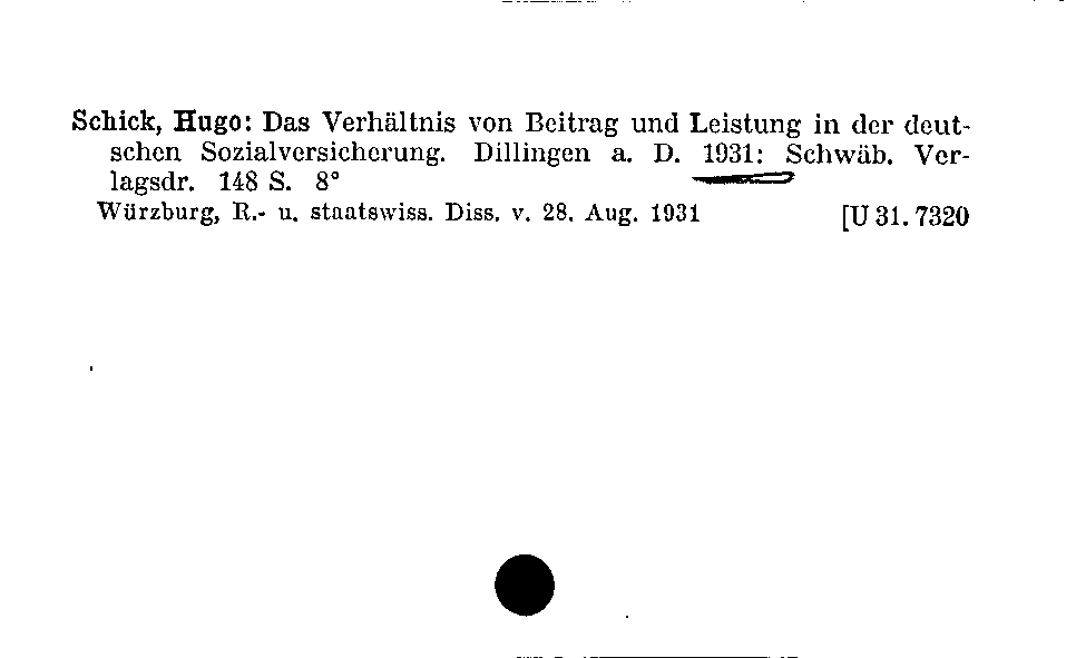 [Katalogkarte Dissertationenkatalog bis 1980]