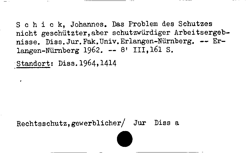 [Katalogkarte Dissertationenkatalog bis 1980]