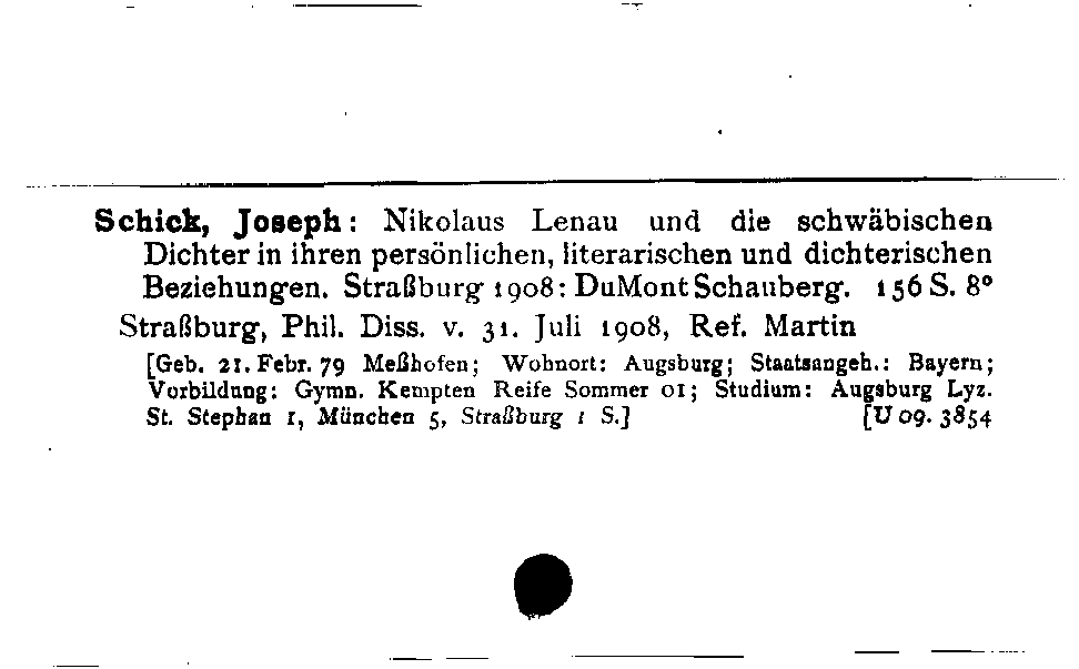[Katalogkarte Dissertationenkatalog bis 1980]