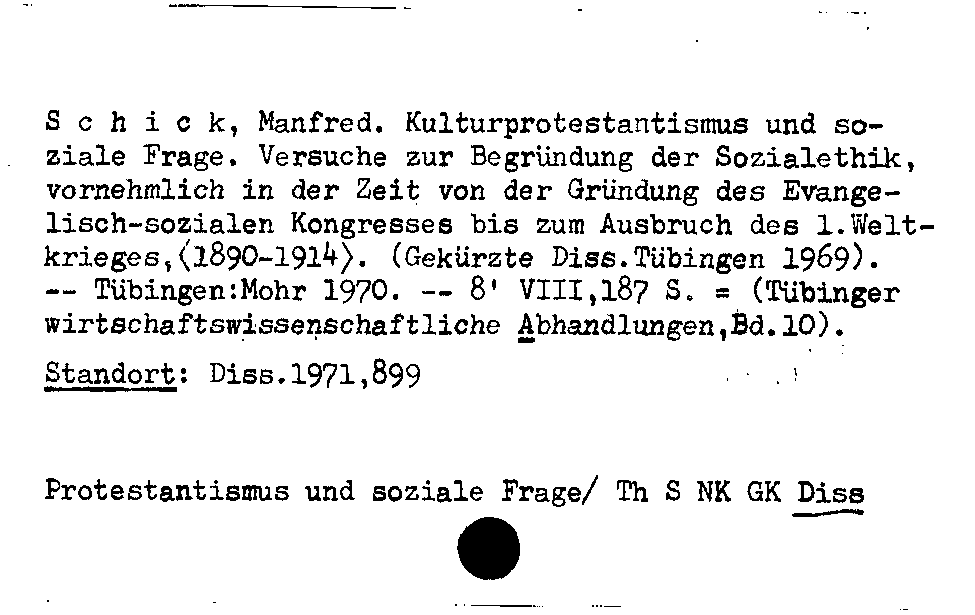 [Katalogkarte Dissertationenkatalog bis 1980]