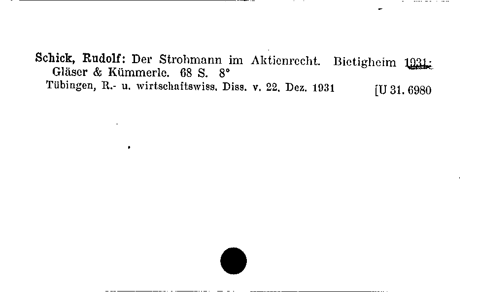 [Katalogkarte Dissertationenkatalog bis 1980]