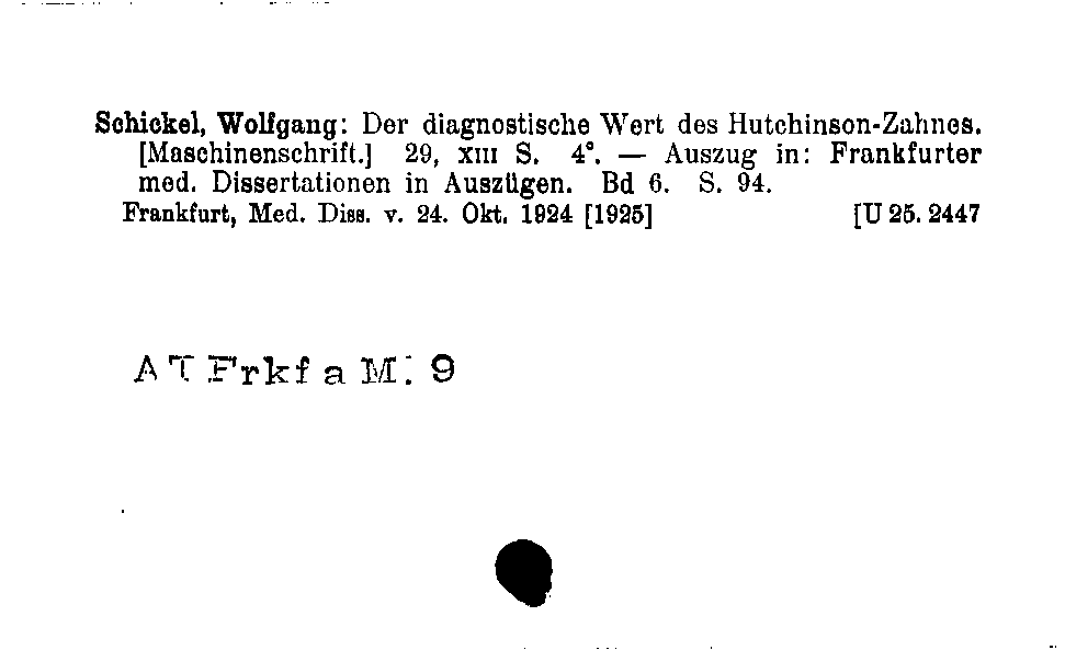 [Katalogkarte Dissertationenkatalog bis 1980]