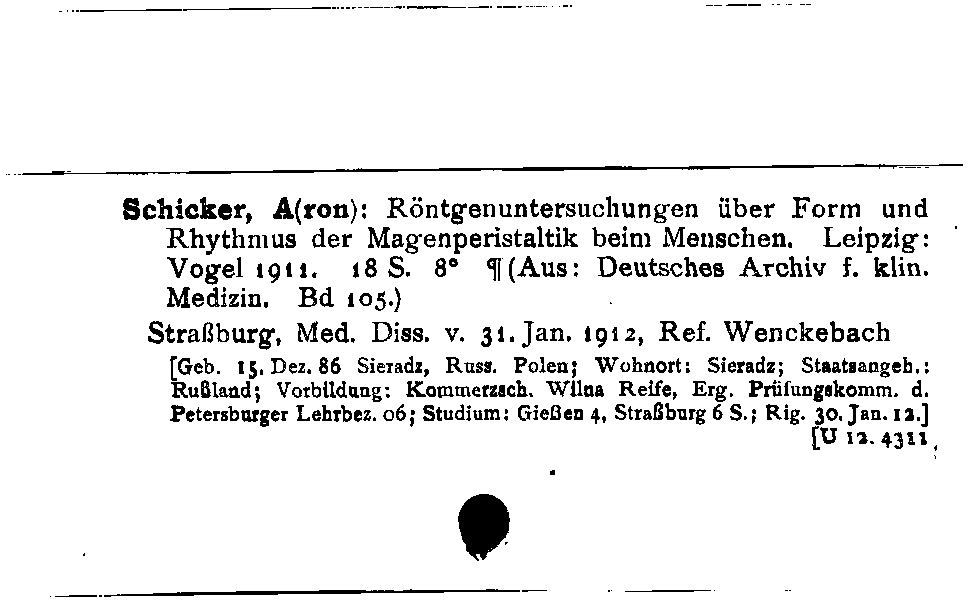 [Katalogkarte Dissertationenkatalog bis 1980]