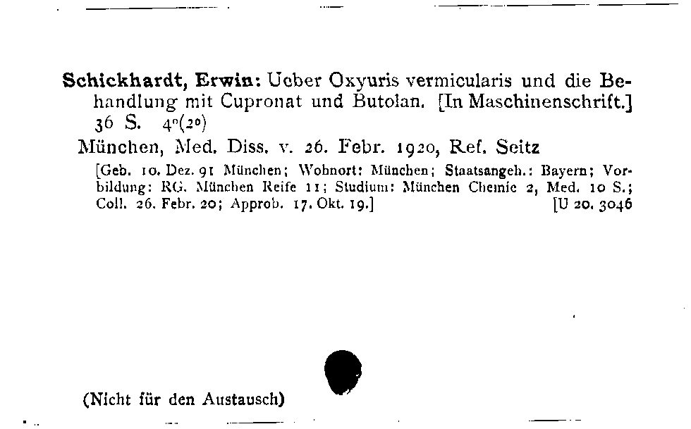 [Katalogkarte Dissertationenkatalog bis 1980]