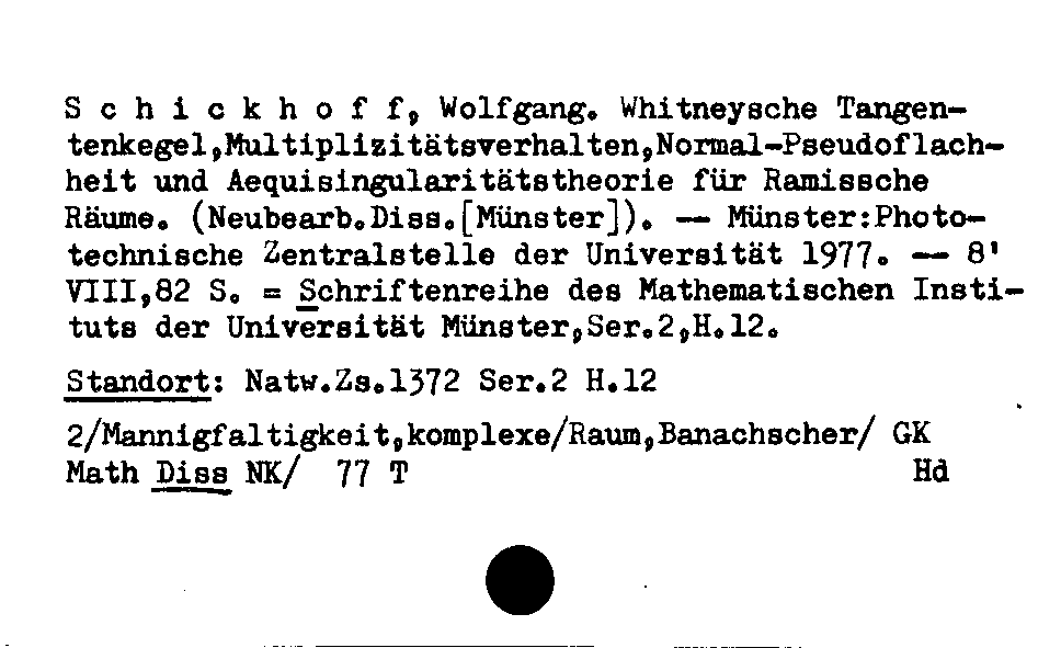 [Katalogkarte Dissertationenkatalog bis 1980]