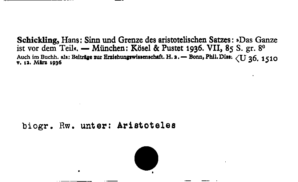 [Katalogkarte Dissertationenkatalog bis 1980]