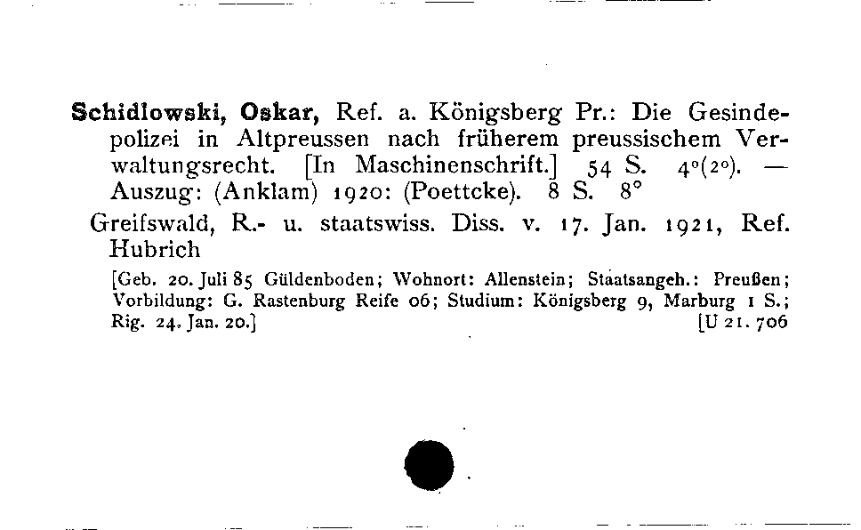 [Katalogkarte Dissertationenkatalog bis 1980]