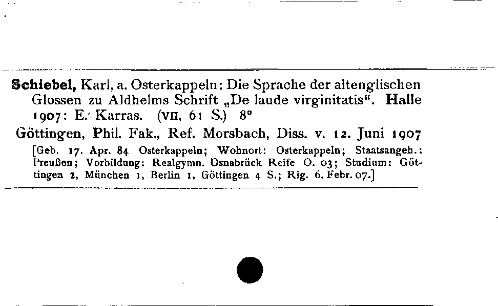 [Katalogkarte Dissertationenkatalog bis 1980]