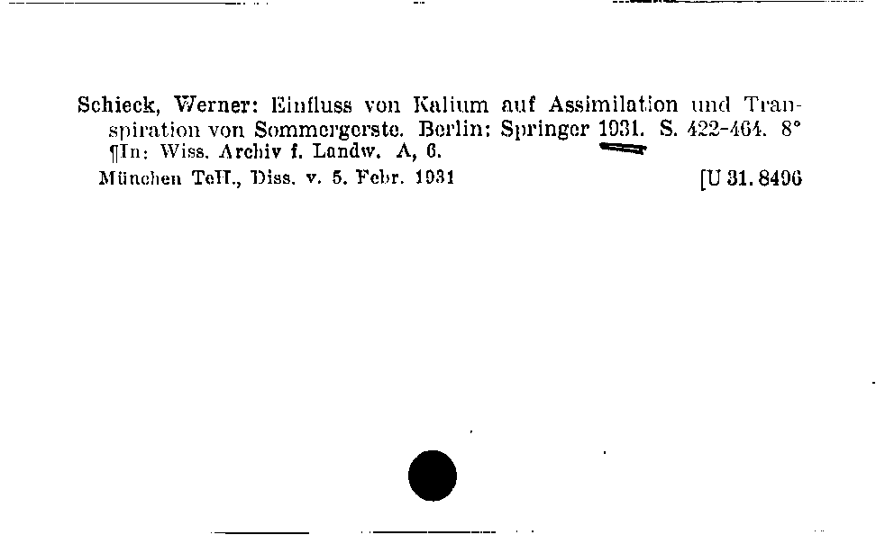 [Katalogkarte Dissertationenkatalog bis 1980]