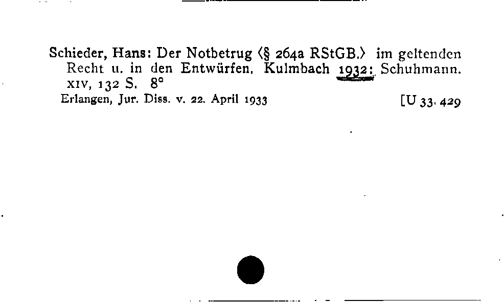 [Katalogkarte Dissertationenkatalog bis 1980]