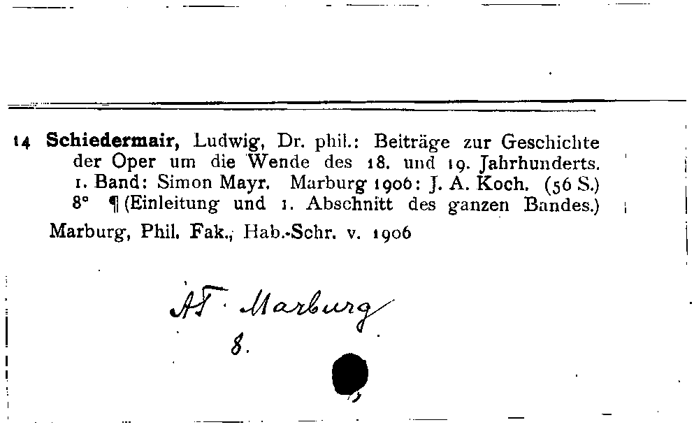 [Katalogkarte Dissertationenkatalog bis 1980]