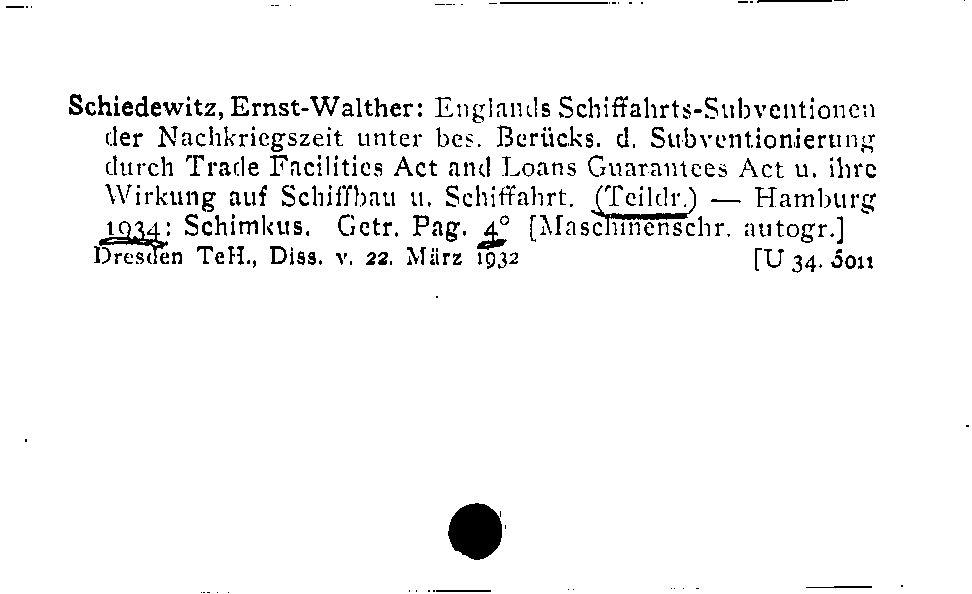 [Katalogkarte Dissertationenkatalog bis 1980]