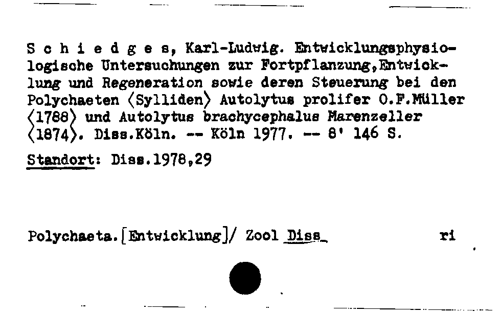 [Katalogkarte Dissertationenkatalog bis 1980]