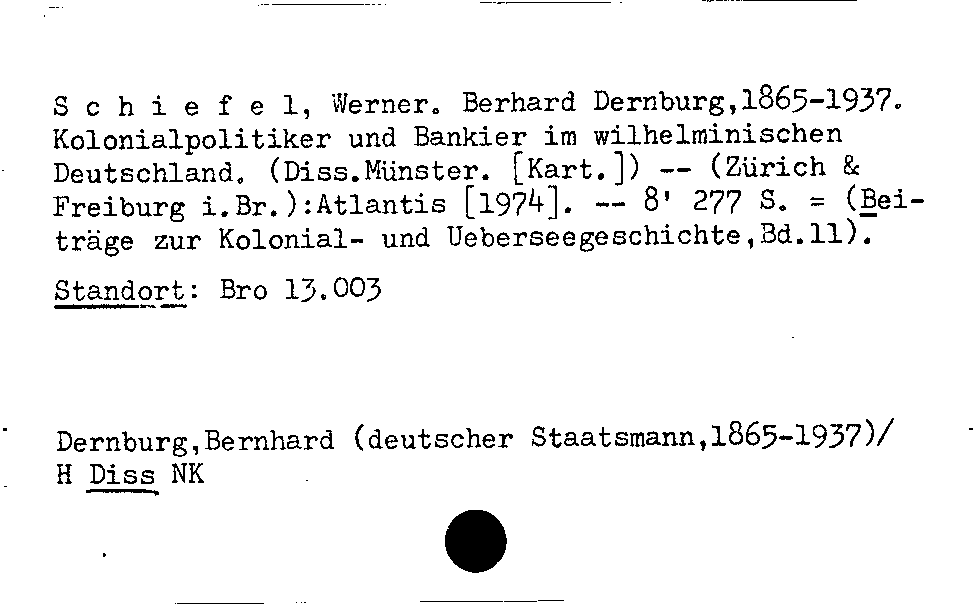 [Katalogkarte Dissertationenkatalog bis 1980]
