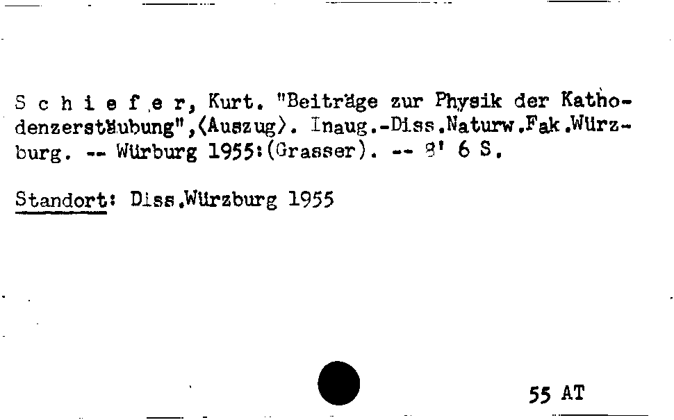[Katalogkarte Dissertationenkatalog bis 1980]