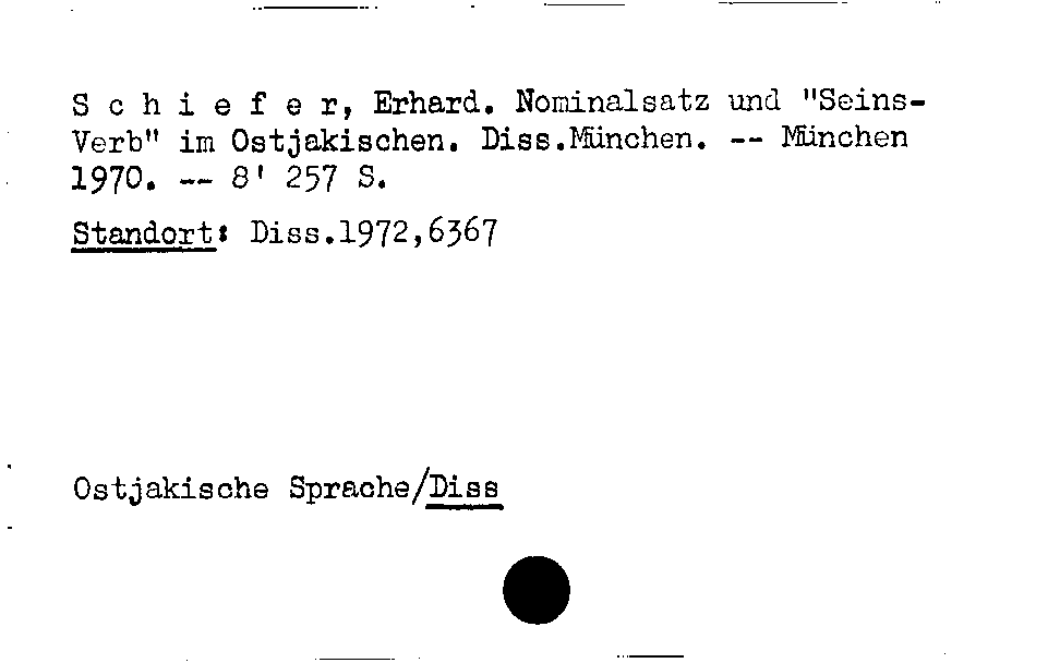[Katalogkarte Dissertationenkatalog bis 1980]