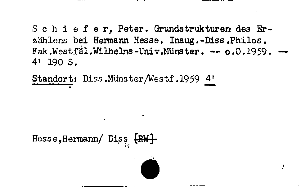 [Katalogkarte Dissertationenkatalog bis 1980]