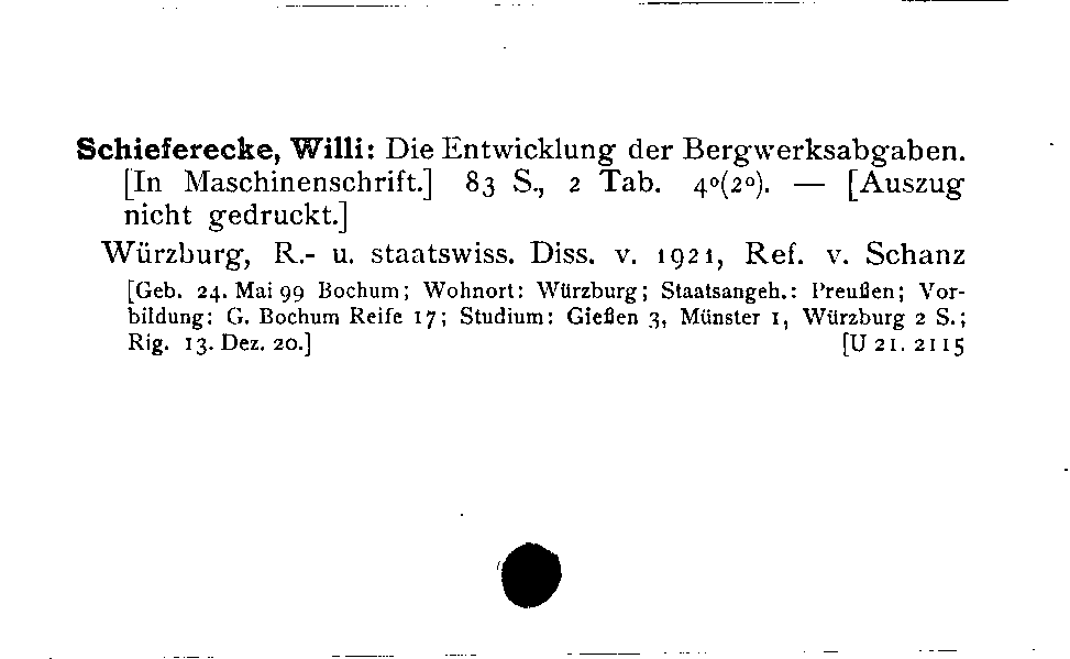 [Katalogkarte Dissertationenkatalog bis 1980]