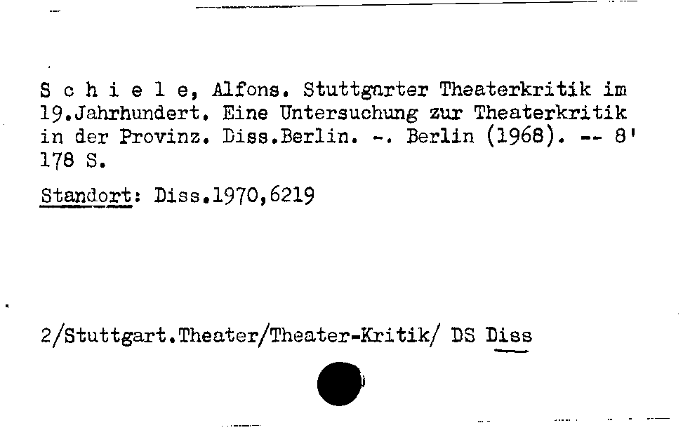 [Katalogkarte Dissertationenkatalog bis 1980]