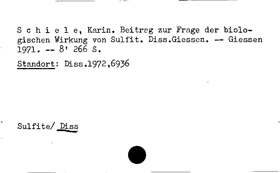 [Katalogkarte Dissertationenkatalog bis 1980]