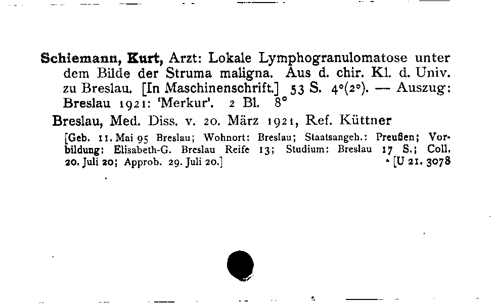 [Katalogkarte Dissertationenkatalog bis 1980]