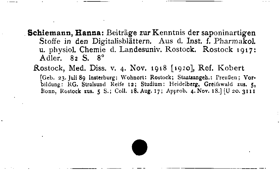 [Katalogkarte Dissertationenkatalog bis 1980]
