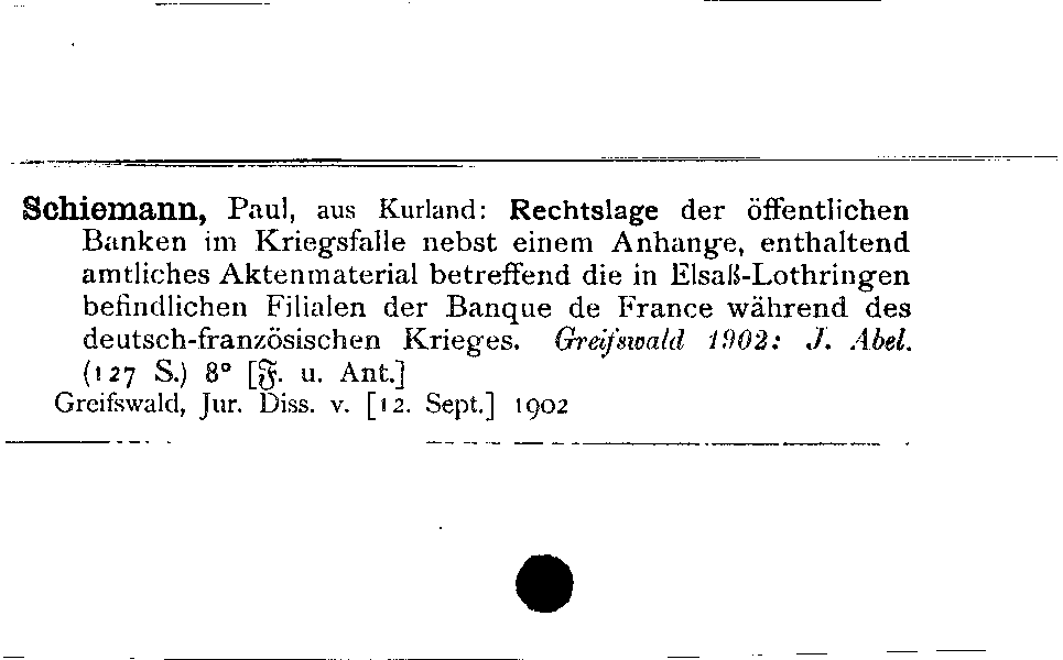 [Katalogkarte Dissertationenkatalog bis 1980]