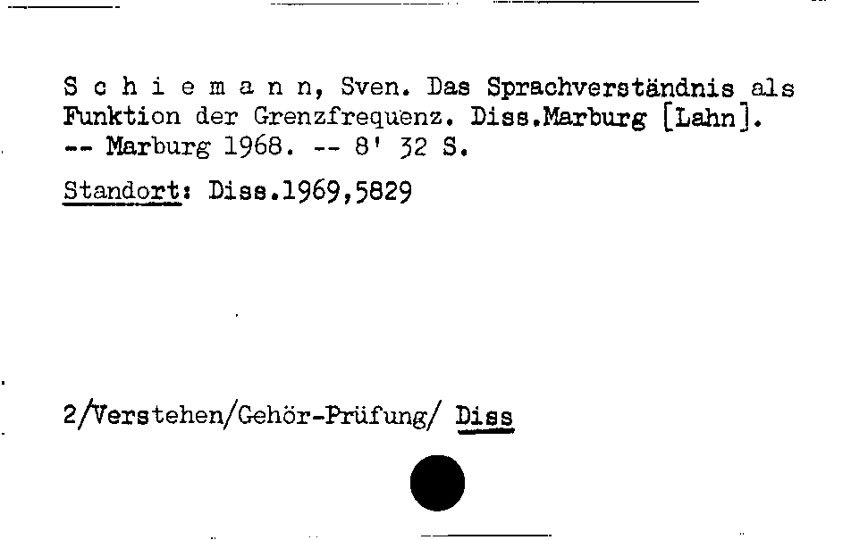 [Katalogkarte Dissertationenkatalog bis 1980]